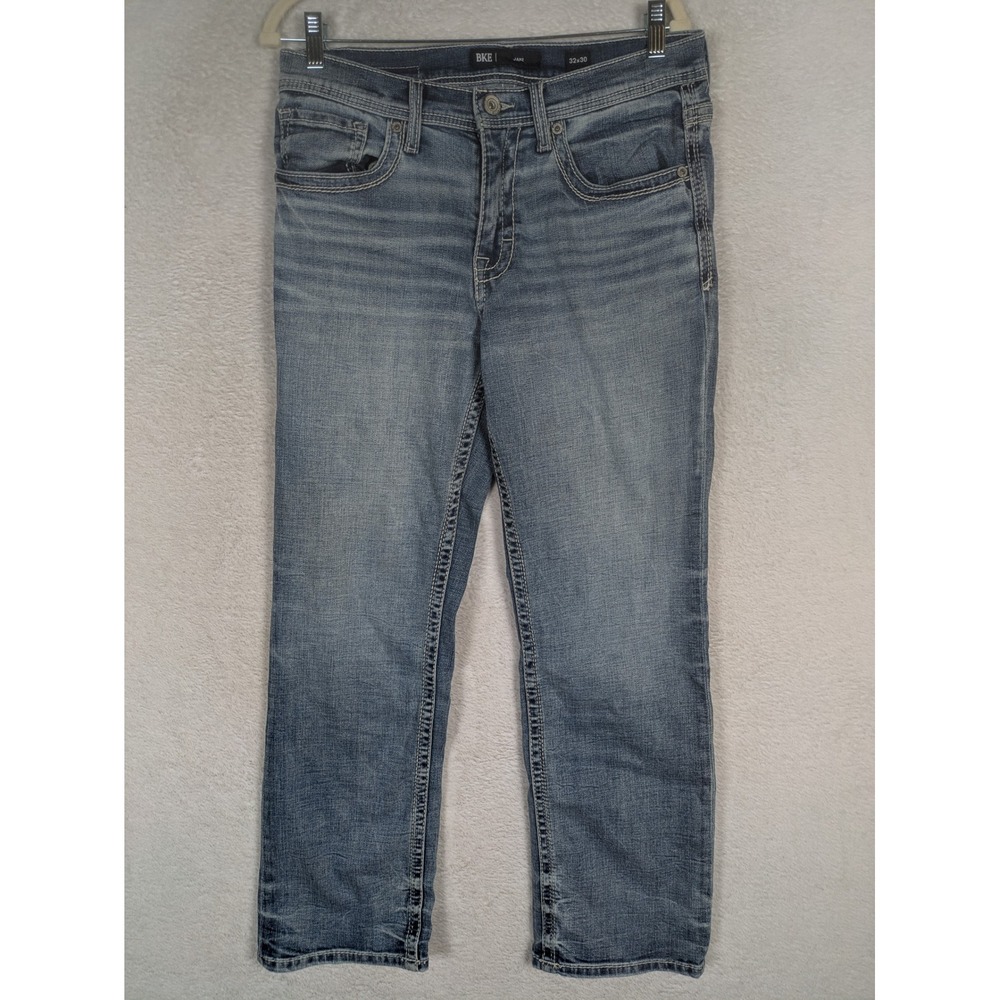 BKE Jake Jeans Men's 32x30 Blue Straight Leg Medium Wash Embroidered Pockets